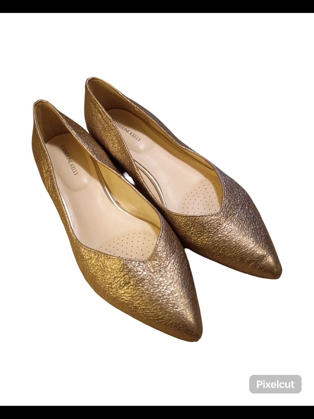 Katherine Kelly brand pointed-toe flats in a gold metallic finish - Picture 4 of 16